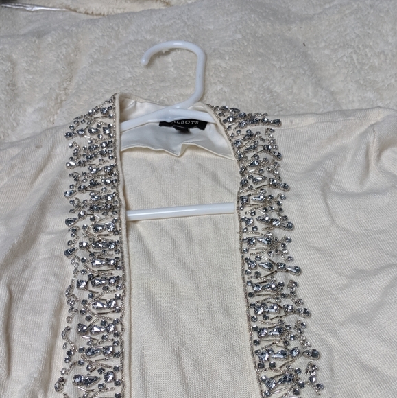 Talbots Sweaters - Cute white cardigan with gems